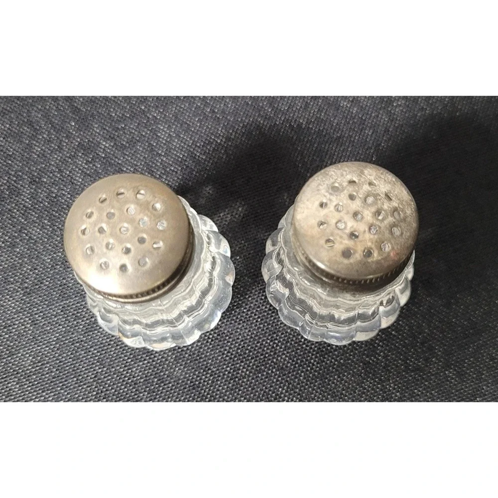 Small Mini Clear Ribbed Lucite Salt and Pepper Shakers Vintage 1960s